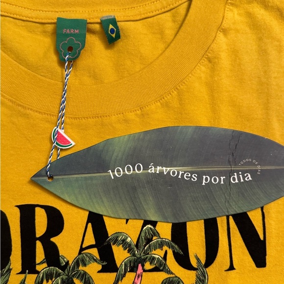 Farm Rio T-Shirt from Brazil Tropical Heart Yellow RARE - Picture 4 of 6